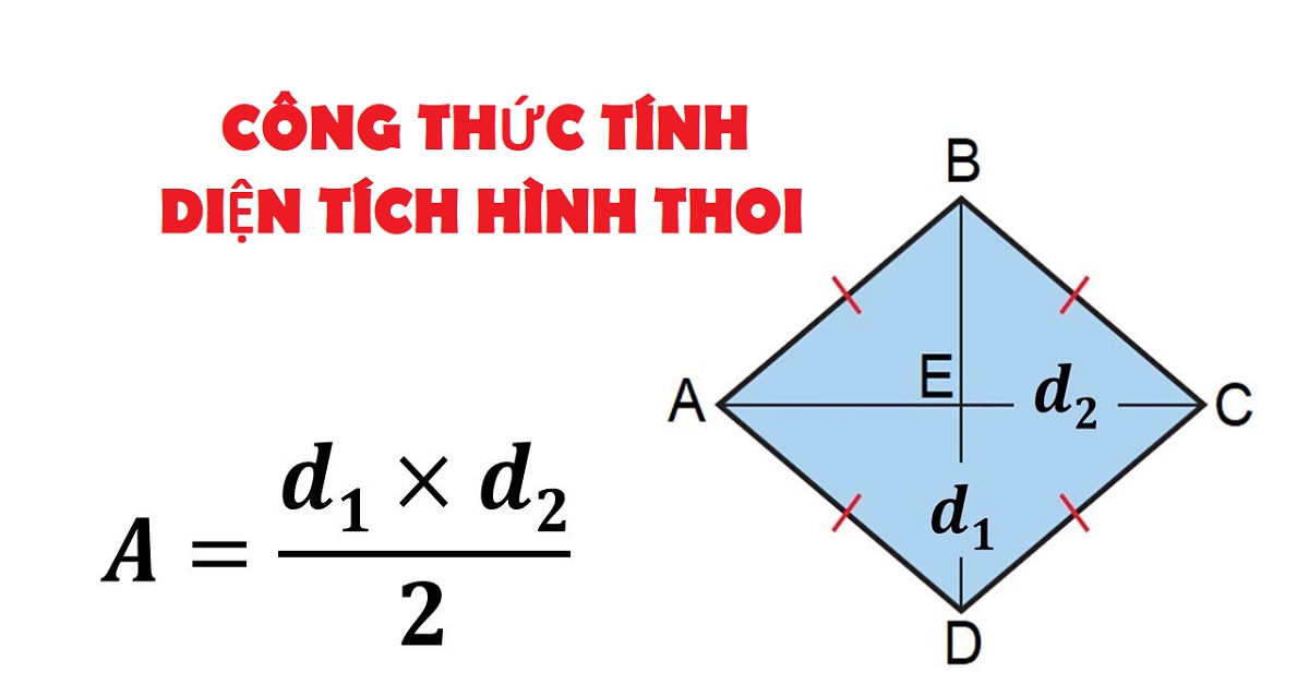 Các công thức tính diện tích hình thoi phổ biến và dễ áp dụng nhất