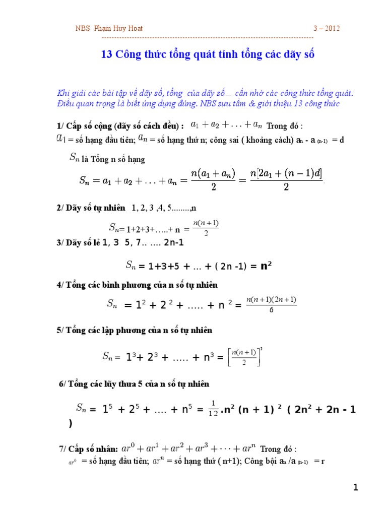 Các phương pháp tính số số hạng trong dãy số thông thường