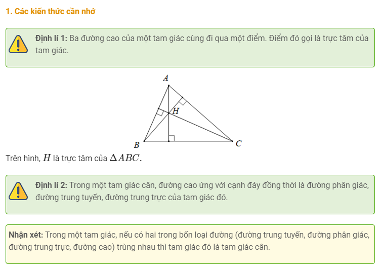 Các tính chất đặc biệt của đường cao trong tam giác đều