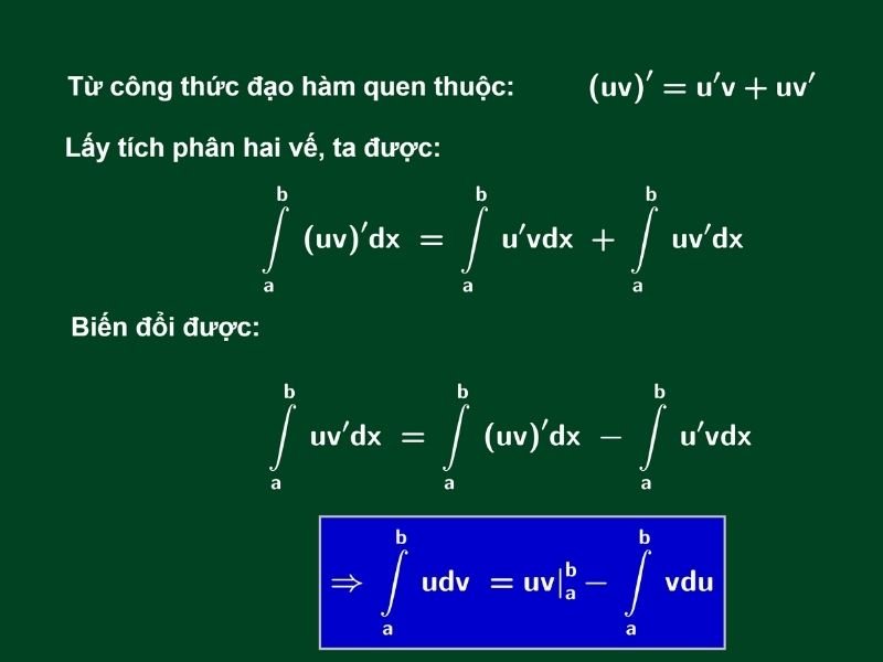 Công thức tích phân từng phần cơ bản và cách áp dụng