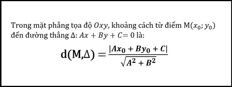 Công thức tính khoảng cách từ điểm đến đường thẳng trong mặt phẳng Oxy