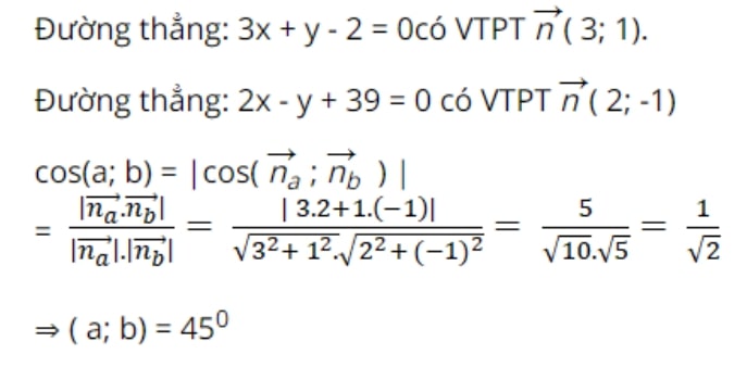 bài tập tính góc giữa hai đường thẳng