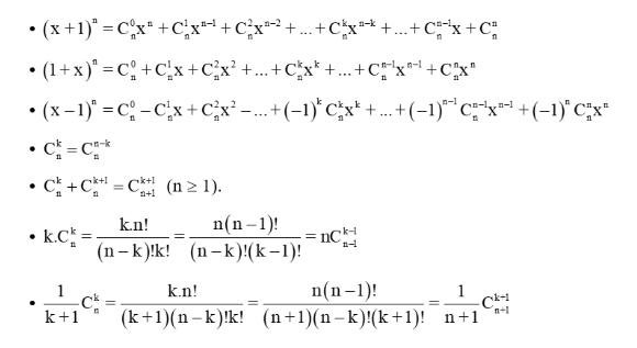 các dạng khai triển nhị thức newton