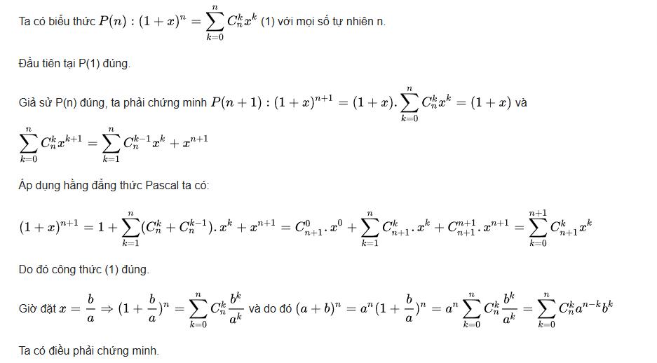 chứng minh nhị thức newton