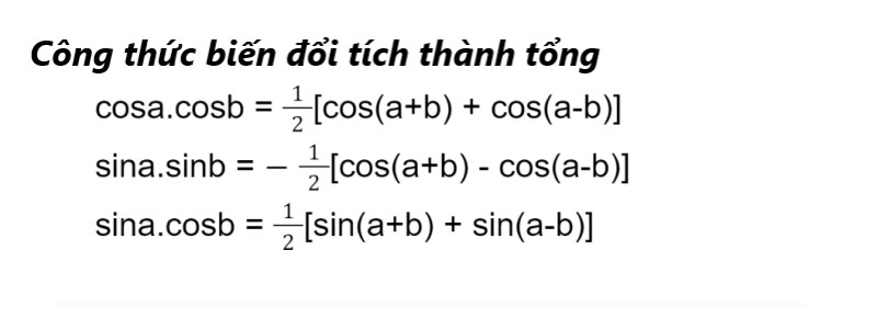 công thức biến đổi tích thành tổng là sao