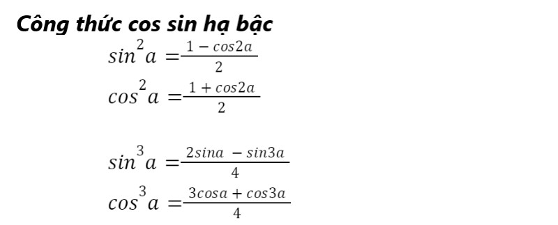 công thức lượng giác hạ bậc