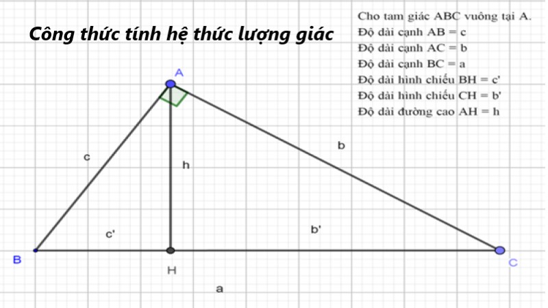 công thức tính hệ thức lượng giác