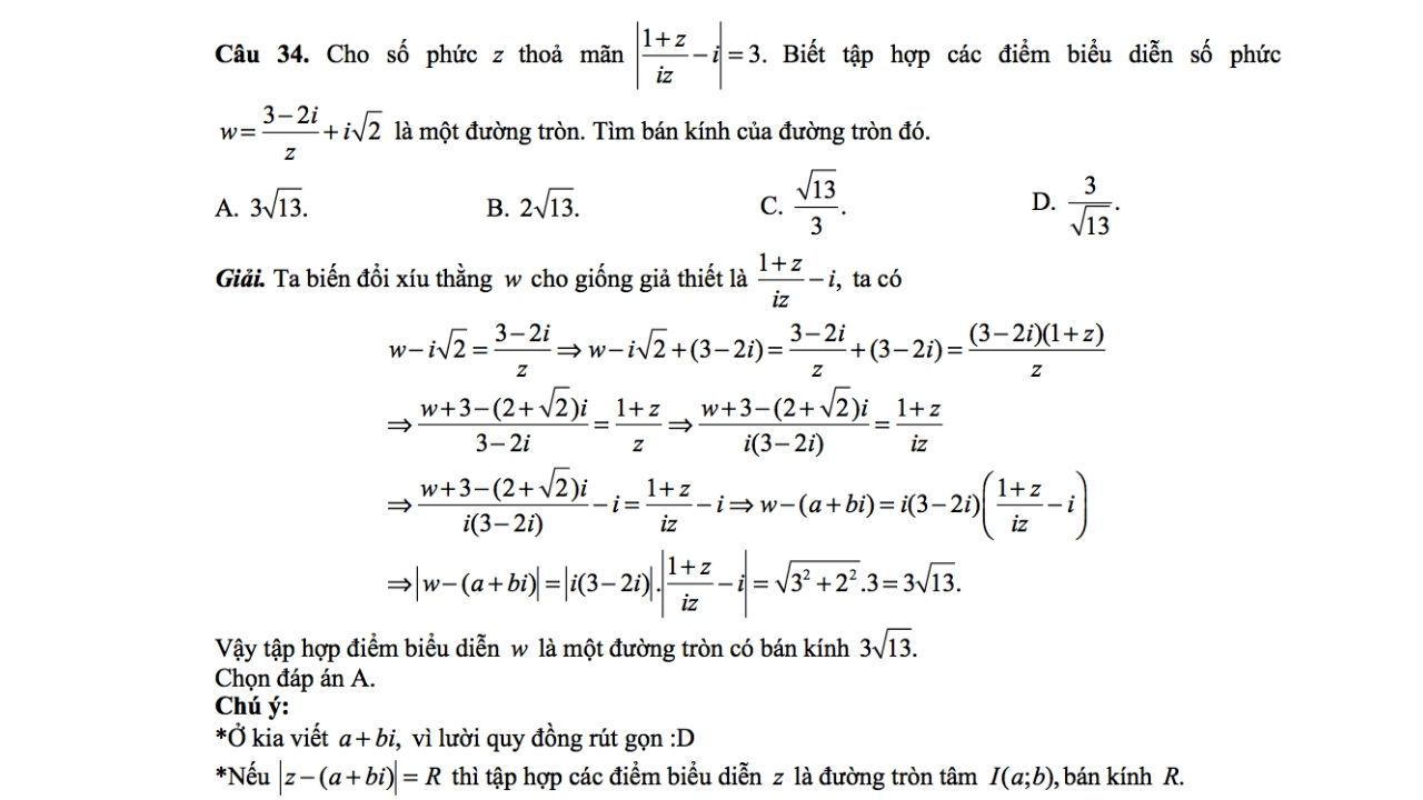 các dạng biểu diễn số phức thường gặp trong toán học