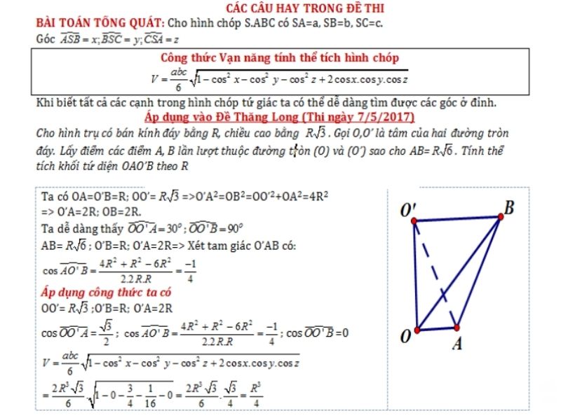 công thức thể tích khối chóp