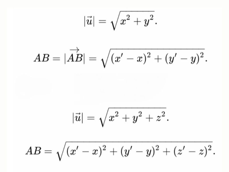 công thức tính độ dài đoạn thẳng trong mặt phẳng tọa độ Oxy