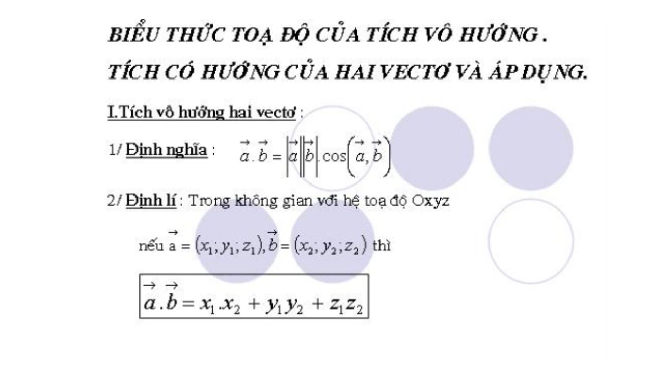 công thức tính tích có hướng của hai vector và ứng dụng