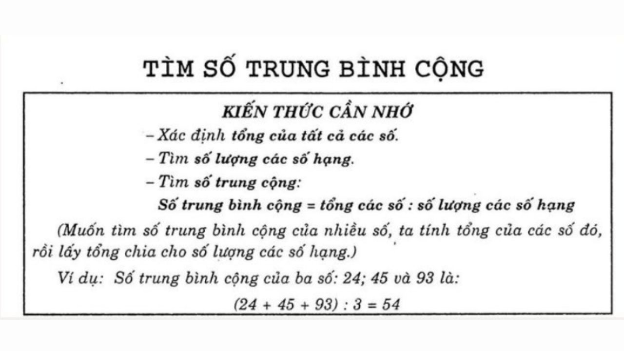 công thức tính trung bình cộng cơ bản và các dạng biến thể