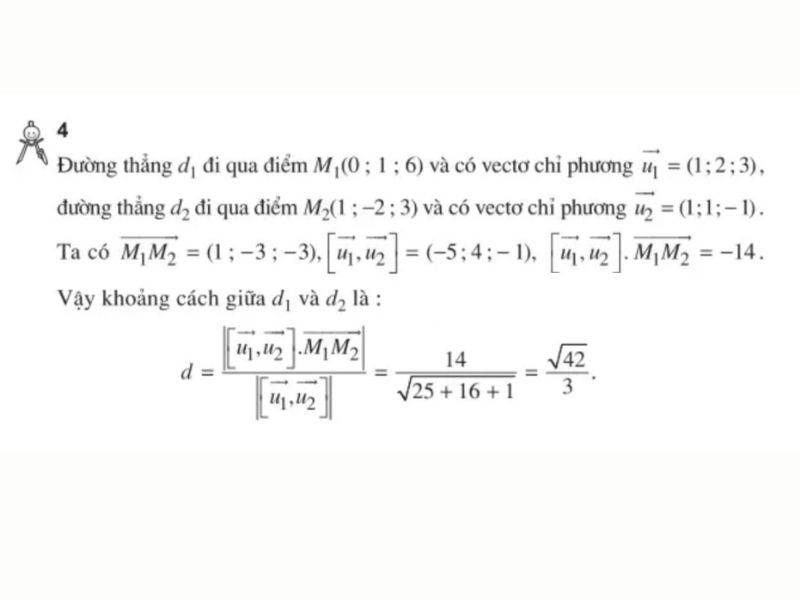 phương pháp tính khoảng cách giữa hai đường thẳng bằng vector