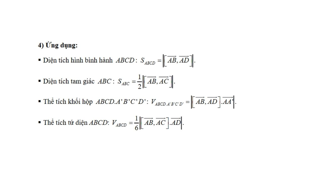 tích có hướng trong không gian ba chiều và các ứng dụng hình học